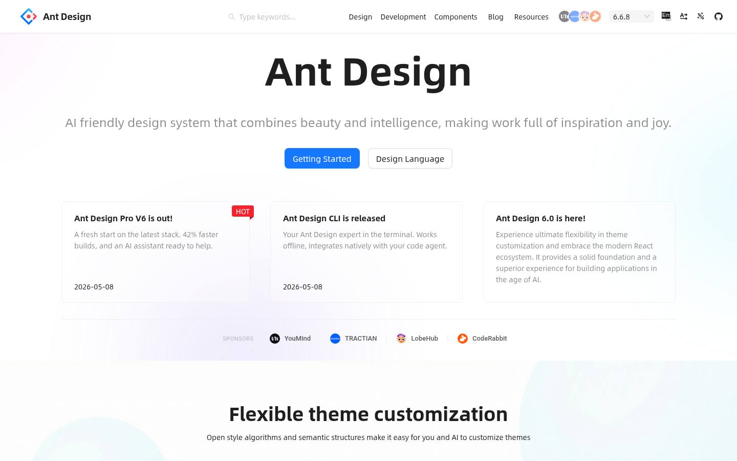 ant.design homepage as measured on October 26, 2026