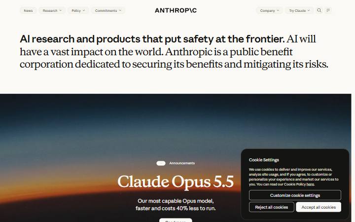 anthropic.com homepage as measured on October 21, 2026