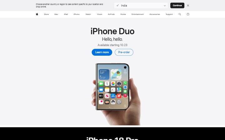 apple.com homepage as measured on October 21, 2026