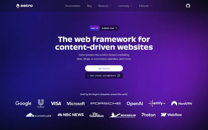 astro.build homepage as measured on October 21, 2026