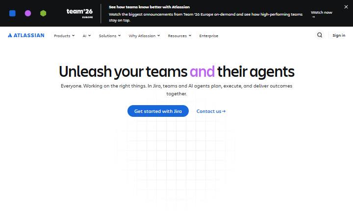 atlassian.com homepage