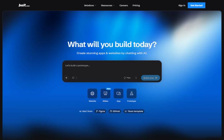 bolt.new homepage as measured on October 21, 2026