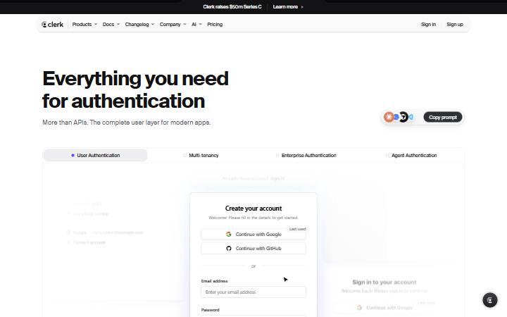 clerk.com homepage as measured on October 21, 2026
