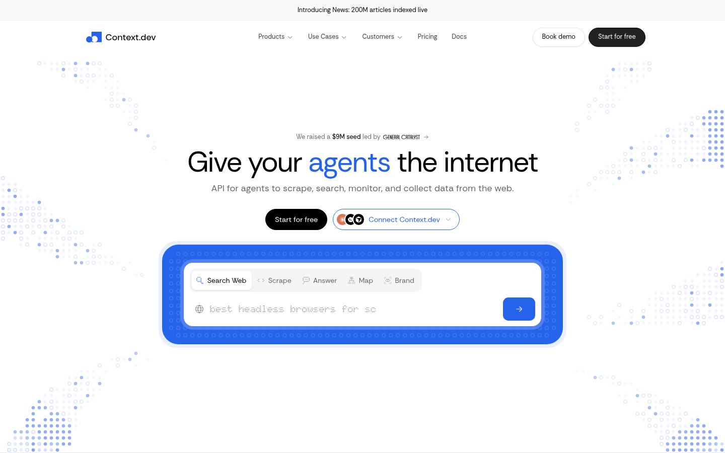 context.dev homepage