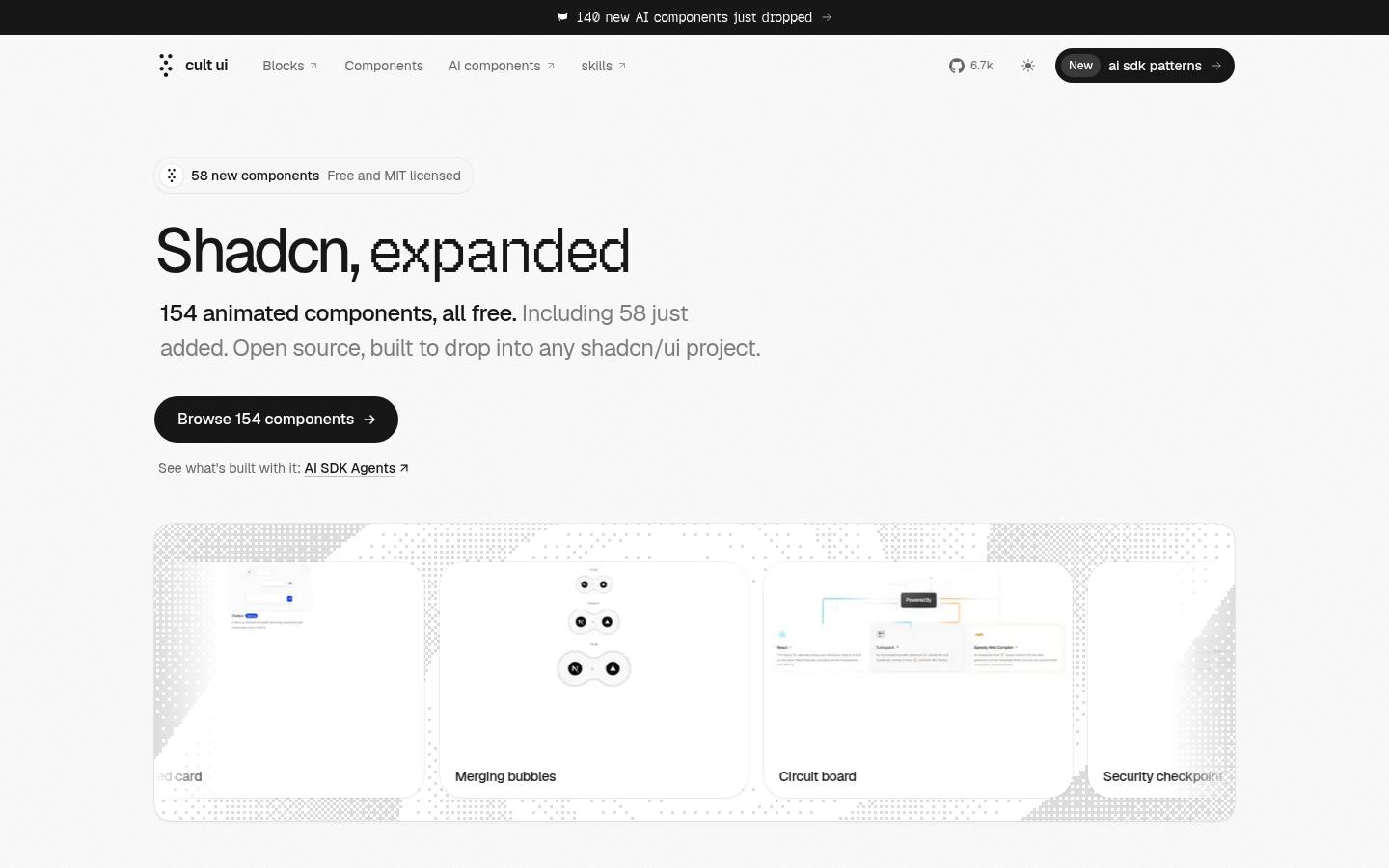 cult-ui.com homepage as measured on October 26, 2026