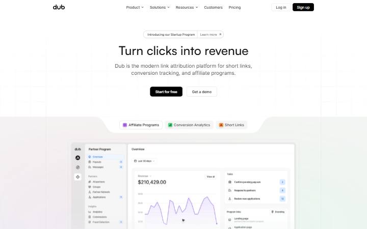 dub.co homepage as measured on October 21, 2026
