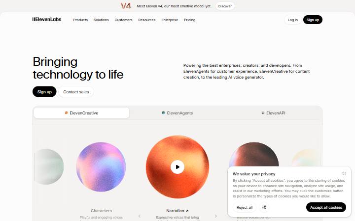 elevenlabs.io homepage as measured on October 21, 2026