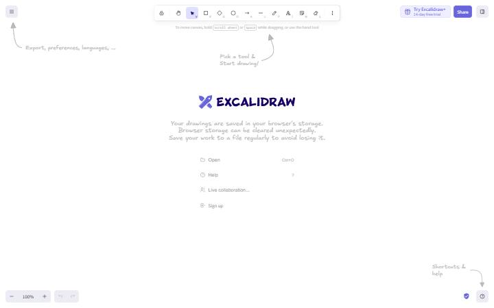excalidraw.com homepage as measured on October 21, 2026