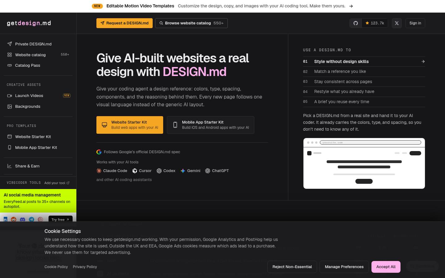 getdesign.md homepage as measured on October 26, 2026