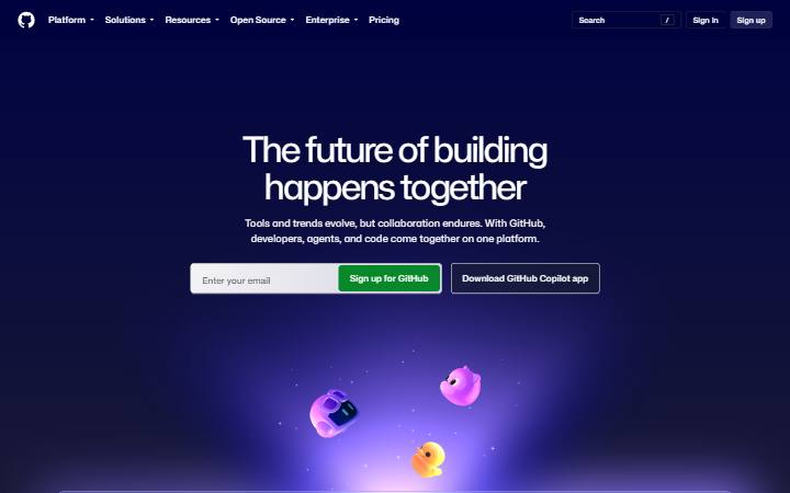 github.com homepage as measured on October 21, 2026