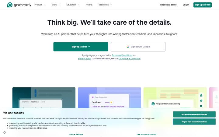 grammarly.com homepage