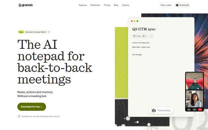 granola.ai homepage