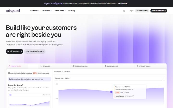 mixpanel.com homepage as measured on October 21, 2026