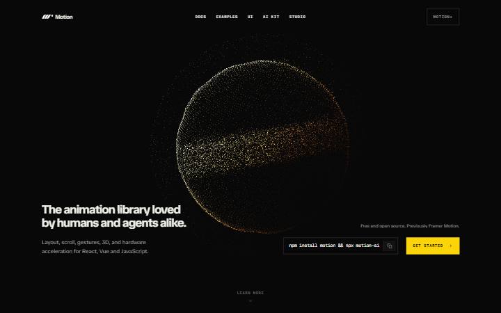 motion.dev homepage