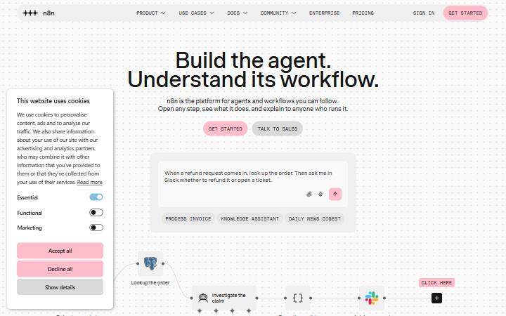n8n.io homepage as measured on October 21, 2026