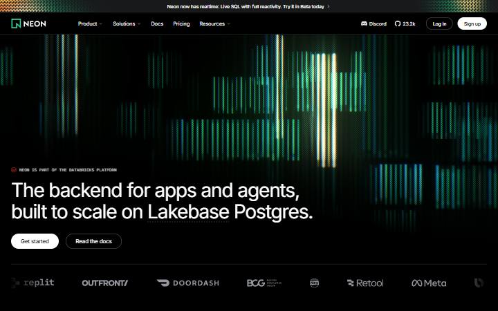 neon.tech homepage