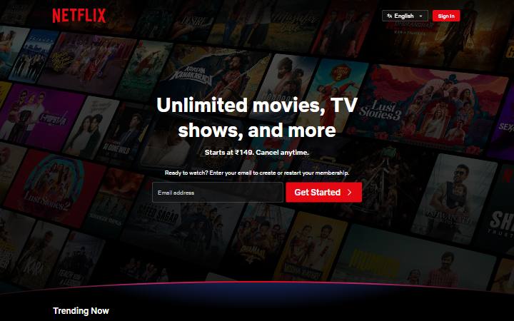 netflix.com homepage as measured on October 21, 2026