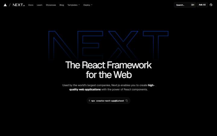 nextjs.org homepage as measured on October 21, 2026