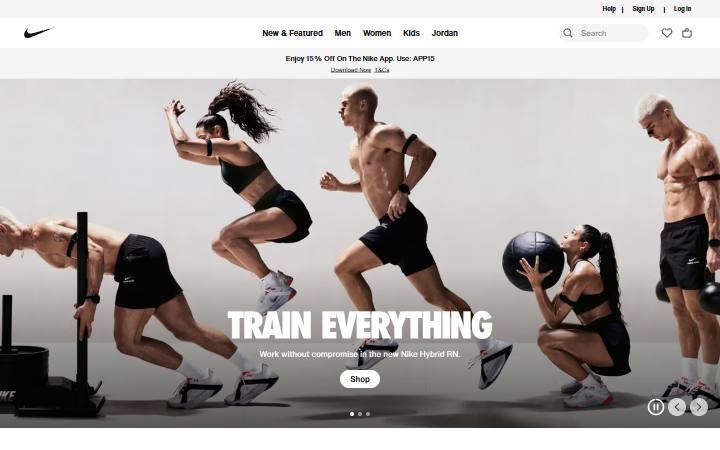 nike.com homepage as measured on October 21, 2026