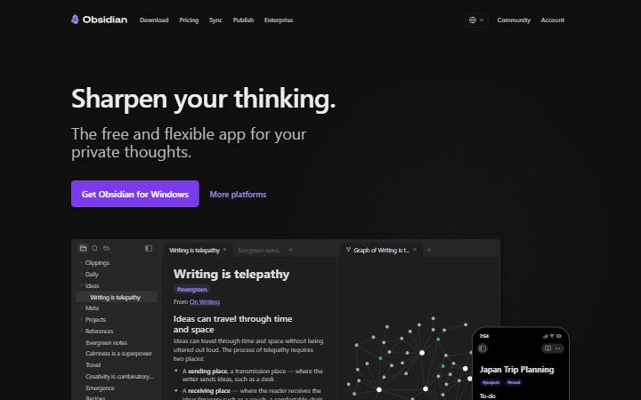 obsidian.md homepage as measured on October 21, 2026