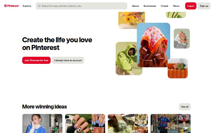 pinterest.com homepage as measured on October 21, 2026