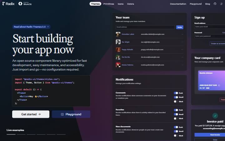 radix-ui.com homepage