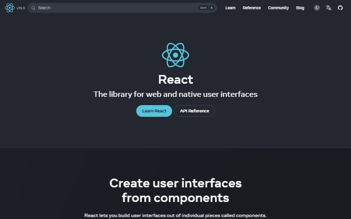 react.dev homepage as measured on October 21, 2026