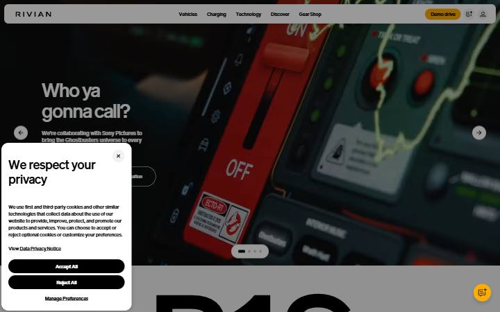 rivian.com homepage as measured on October 21, 2026