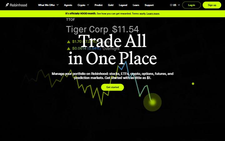 robinhood.com homepage as measured on October 21, 2026