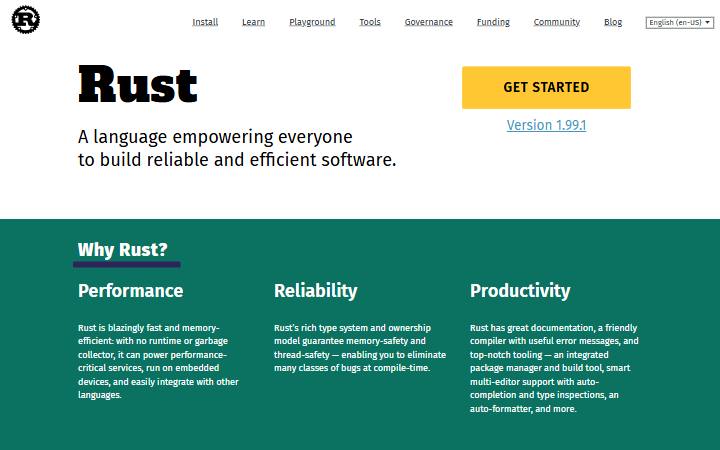 rust-lang.org homepage