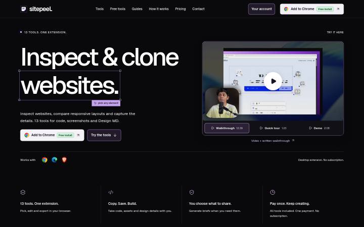 sitepeel.dev homepage