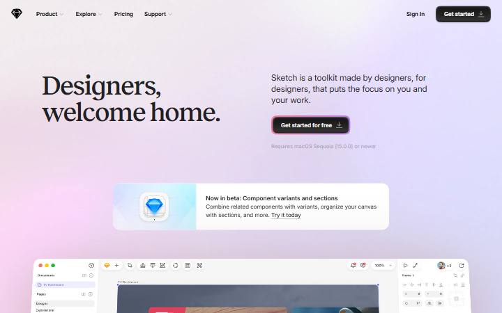 sketch.com homepage as measured on October 21, 2026
