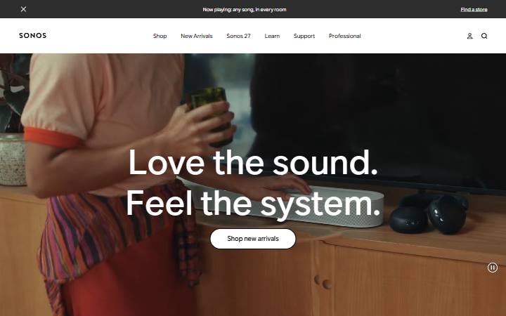 sonos.com homepage as measured on October 21, 2026