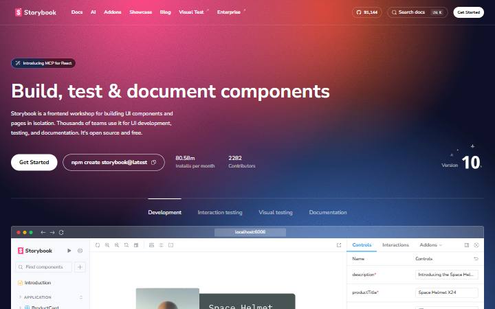 storybook.js.org homepage
