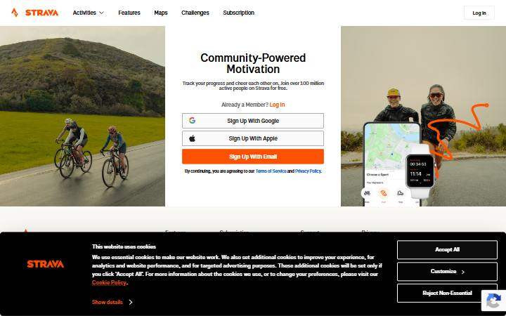 strava.com homepage as measured on October 21, 2026