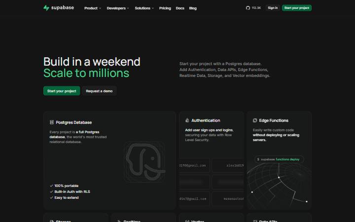 supabase.com homepage