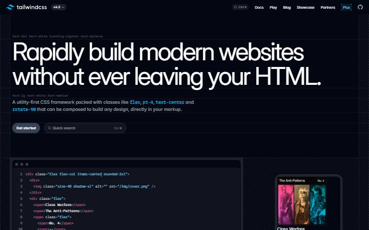 tailwindcss.com homepage as measured on October 21, 2026