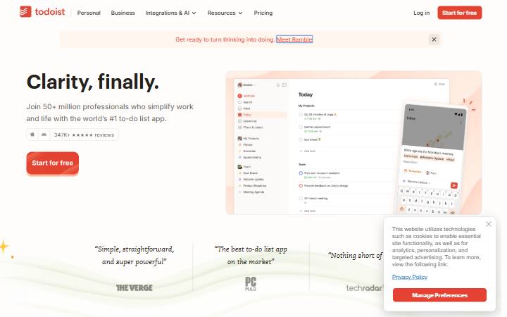 todoist.com homepage as measured on October 21, 2026