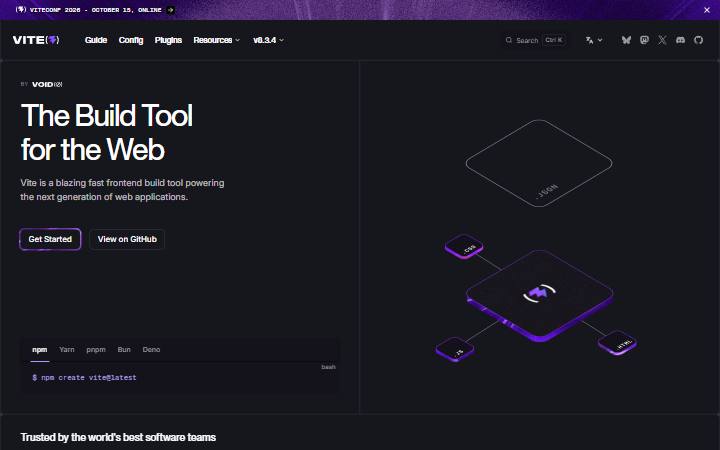 vite.dev homepage as measured on October 21, 2026