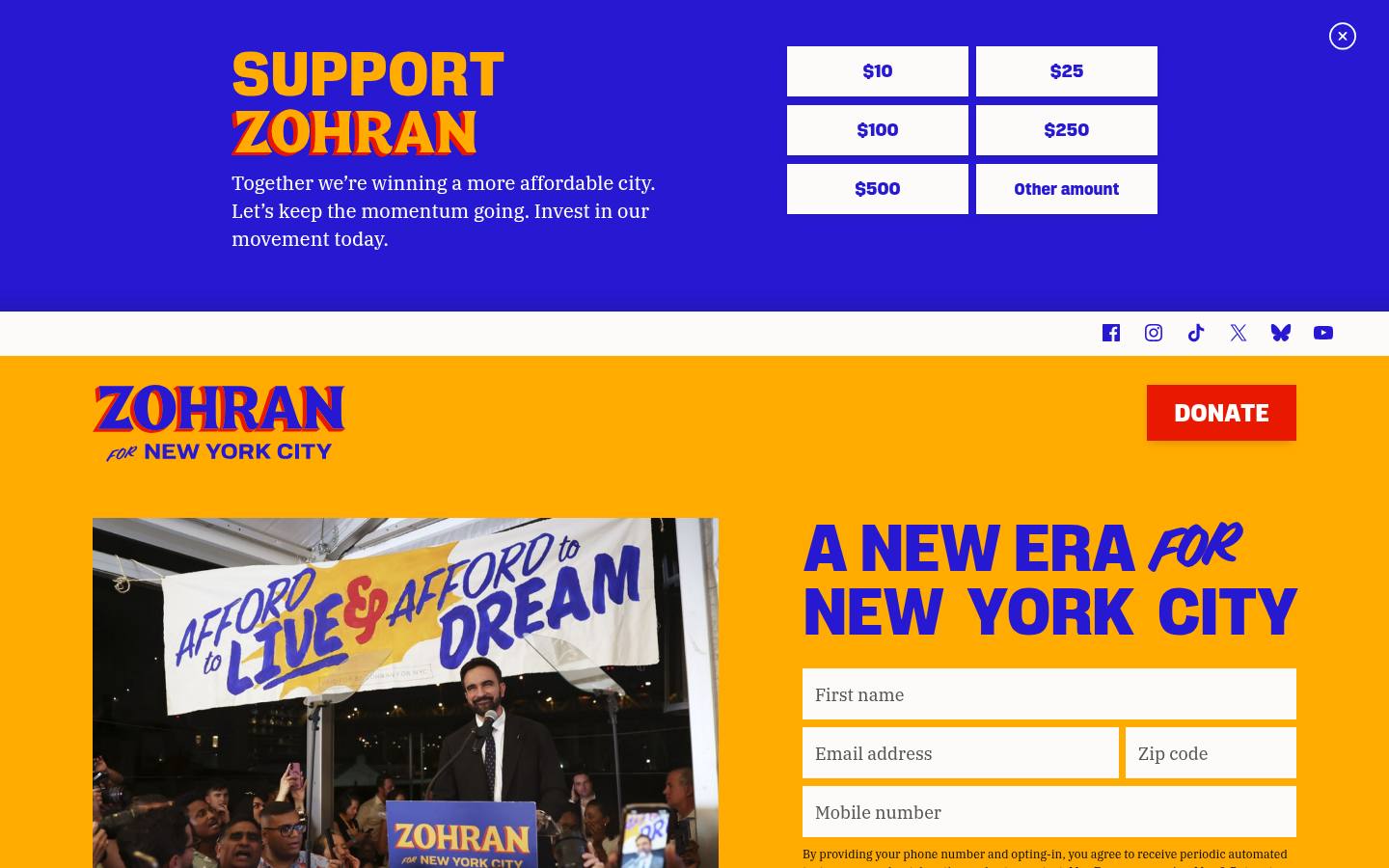 zohranfornyc.com homepage