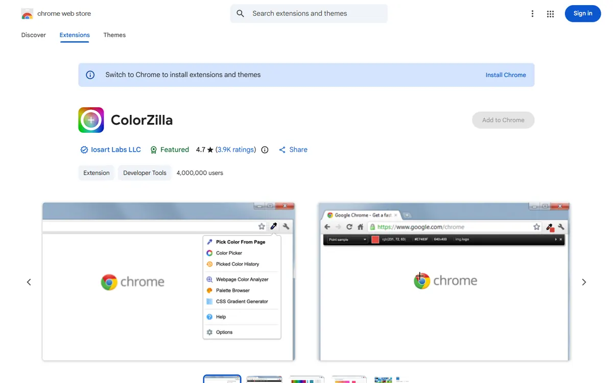 ColorZilla on the Chrome Web Store: 4,000,000 users