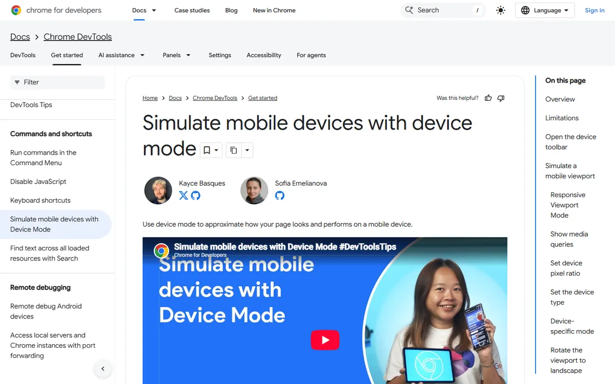 Chrome for Developers: “Simulate mobile devices with device mode”