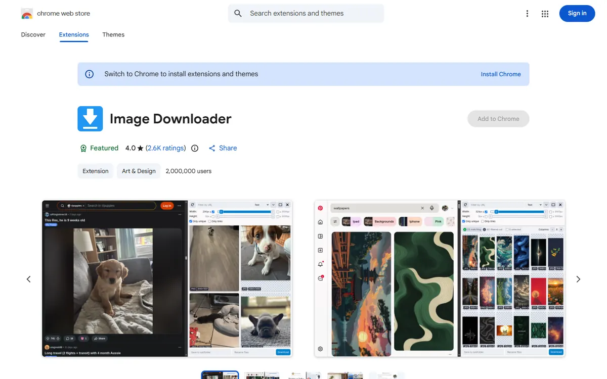Image Downloader on the Chrome Web Store: 2,000,000 users