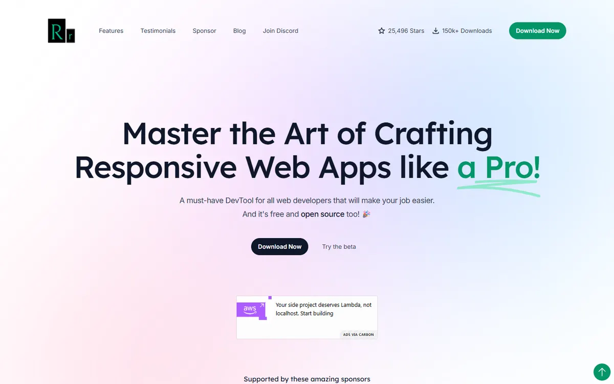 Responsively App: free and open source, 25,496 stars, Download Now