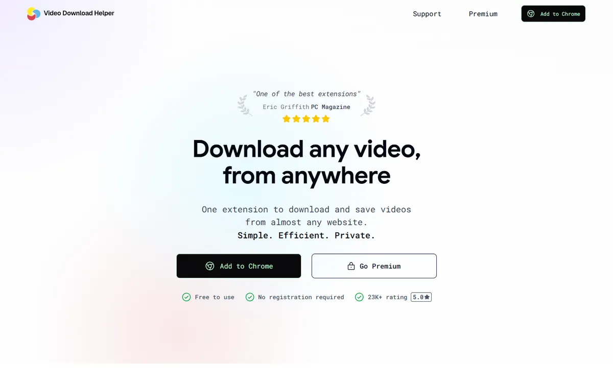Video DownloadHelper: “Download any video, from anywhere” with Add to Chrome