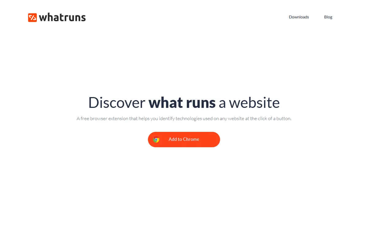 WhatRuns’s website: “Discover what runs a website”