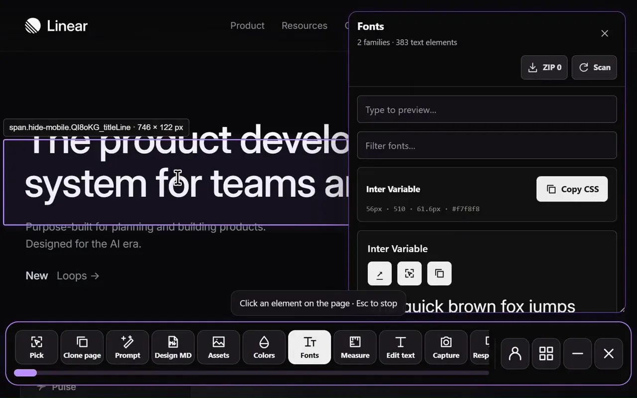 Detect fonts preview